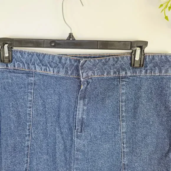 VINTAGE Old Navy Denim Mini Skirt Size 16 Blue Stretch Classic Y2K Casual 90s - Picture 4 of 12